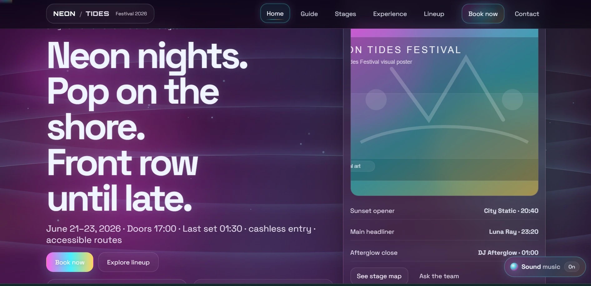 Neon Tides Festival desktop preview