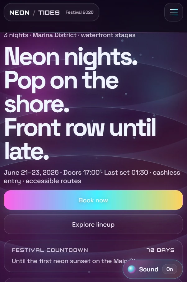 Neon Tides Festival mobile preview